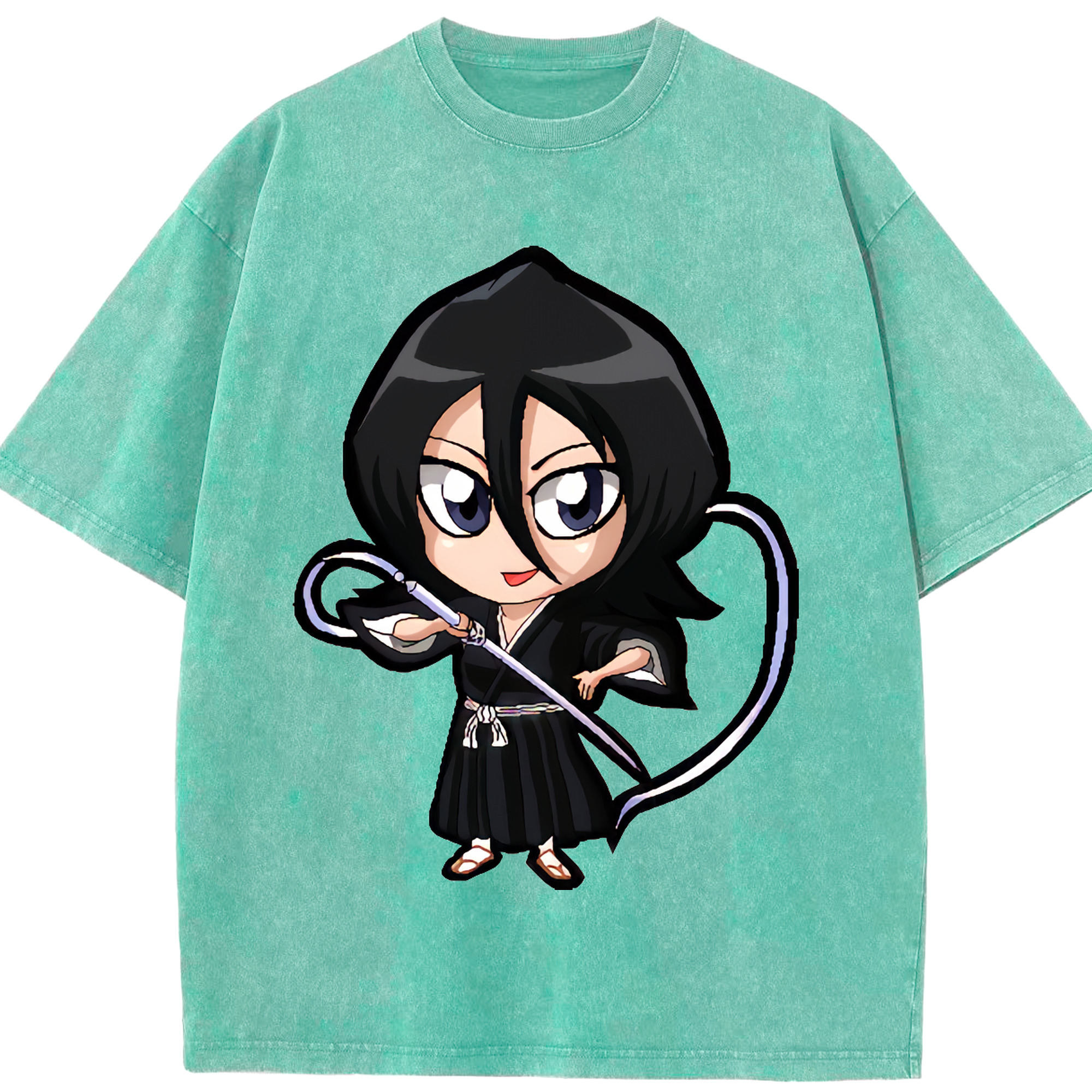（画像用） ブリーチ 朽木ルキア BLEACH Kuchiki Rukia 綿100% ヴィンテージ風 半袖Tシャツ（フロントプリント）